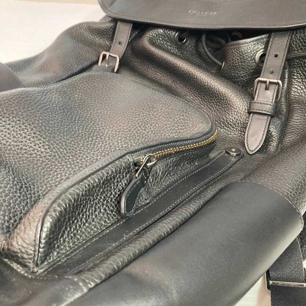 Coach Black Leather Men's Backpack - Picture 4 of 15